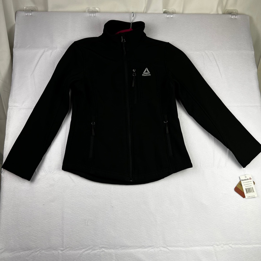 Reebok Kids Black Softshell Fleece Lined Full Zip Jacket O3RB708H Size M 10/12